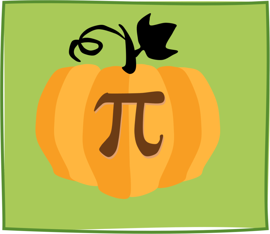 Example of using a pun to explore the Homophone Word Class. A visual pun of the symbol of pi on top of a pumpkin, representing pumpkin pie.