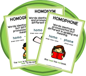 3 word class word cards to help students learn Homograph, Homonym and Homophone Word Classes. Links to free resource download.